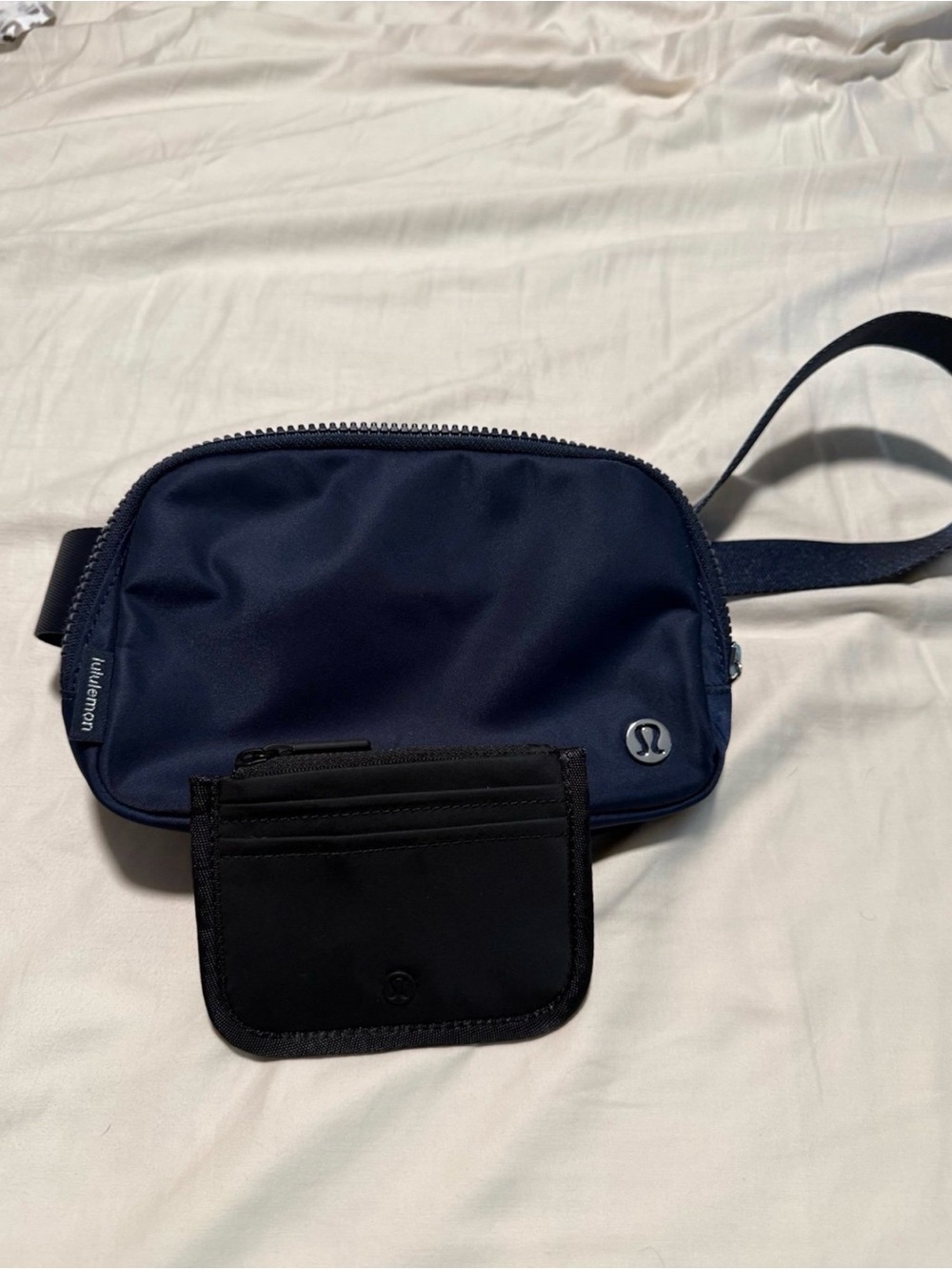 lululemon athletica Navy Belt Bag with lululemon black Card wallet